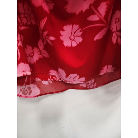 INC International Concepts Womens Top Large Red Floral Chiffon BOHO Bell Sleeve - Picture 5 of 10